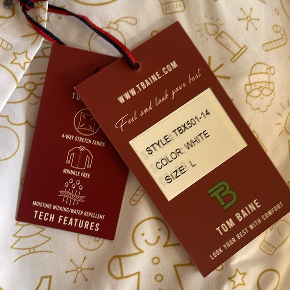 Tom Baine Holiday Collection White shirt. Large 16-16.5 NWT. Slim fit. - Picture 6 of 10